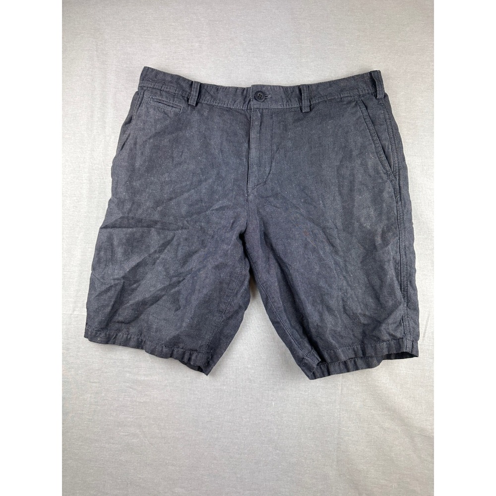 Express Classic Fit Mens Navy Blue Cotton Linen Blend Shorts Size 33 RN 55285
